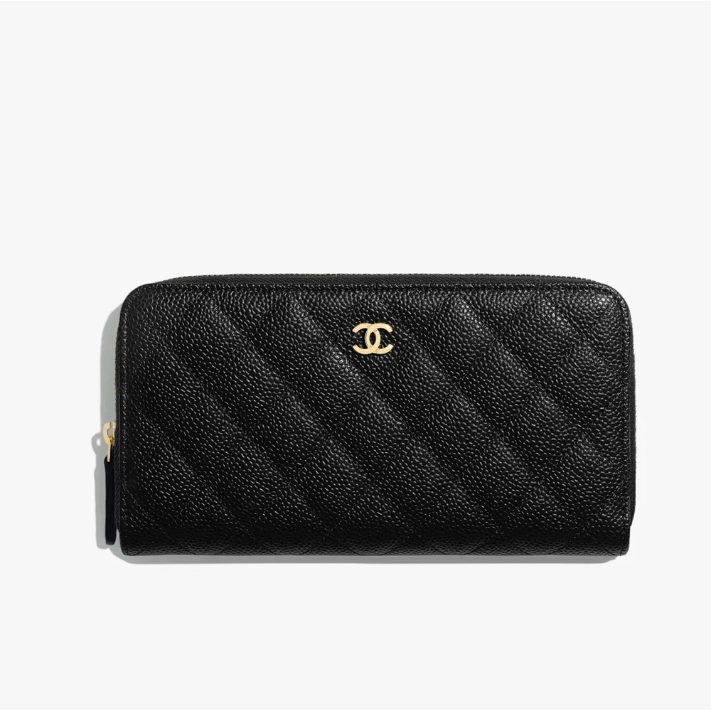 CHANEL CLASSIC LONG WALLET ZIP CAVIAR QUILTED